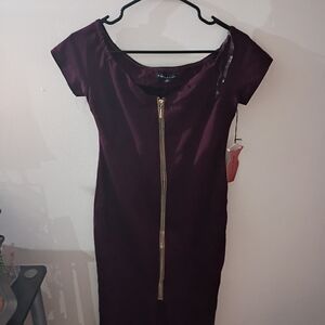 Haute Monde Plum Dress with Gold Zipper